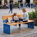 Wood and Steel Bench with Backrest, 450mm Frame