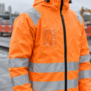 High Visibility Class 3 Waterproof PU Rain Jacket - High-Vis Orange (view 2)