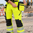 Class 2 Hi-Vis Trousers, Detachable Holsters - Yellow/Black (view 2)
