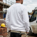 Crew Neck Work Sweatshirt with Ribbed Hems - White