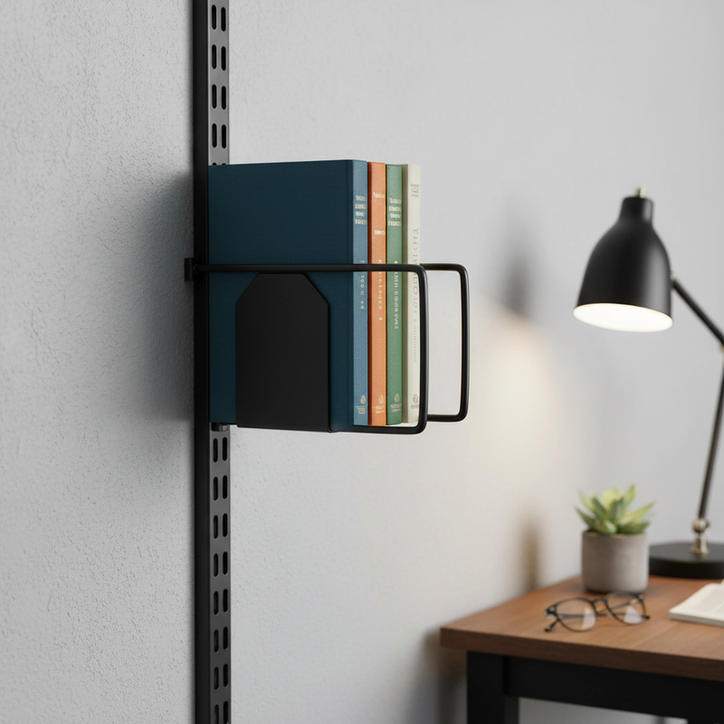 Gray Premium Twin Slot Flexible Bookends - Adjustable & Durable (Pair)