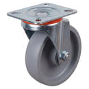 Pressed Steel Swivel Castors With Grey Cast Iron Wheel - 80mm & 100mm