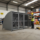 Dim Gray Heavy Duty Galvanised Steel Cycle Shelter with Mesh Doors - Extension Bays