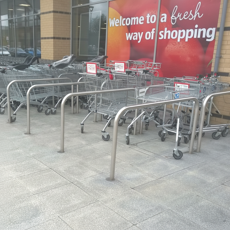 Dark Gray Heavy Duty Hooped Trolley Bay Rail - Versatile Stainless Steel Barrier