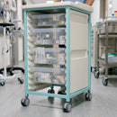 Steel Single Column Tray Trolley – 1 × 100mm + 3 × 150mm Deep Drawers