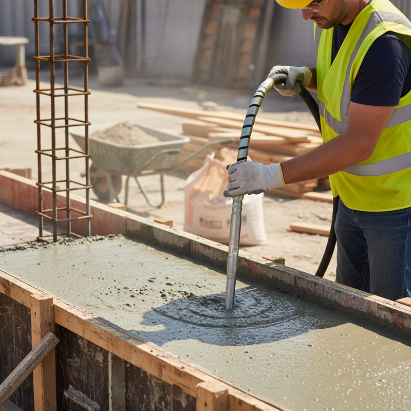 Dark Gray Professional 28mm Flexible Shaft Vibrating Poker with High Frequency Drive