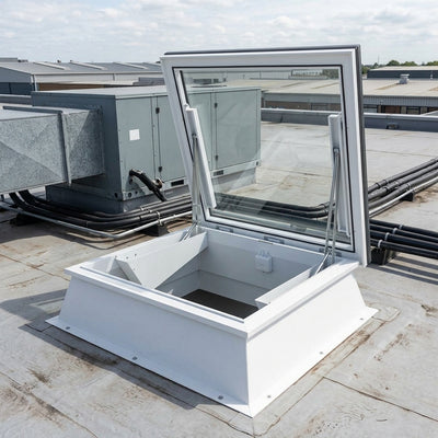 Flat Glass Roof Access Hatch 300mm Upstand with Actuator