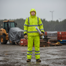 Dim Gray Heavy Duty Hi-Vis Waterproof Coverall Rain Suit with Concealed Hood