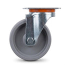 Pressed Steel Swivel Castors With Grey Cast Iron Wheel - 80mm & 100mm