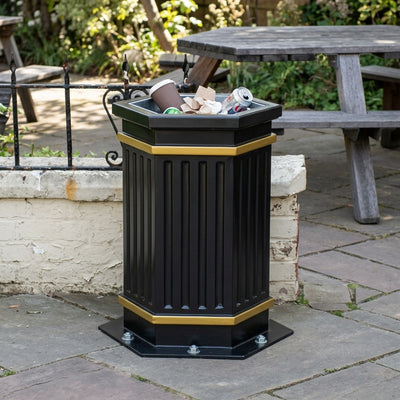 84 Litre Hexagonal Fluted Open Top Litter Bin GRP