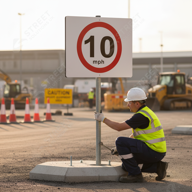 Rosy Brown Heavy Duty 10mph Metal Sign Face - 750mm for Road Safety