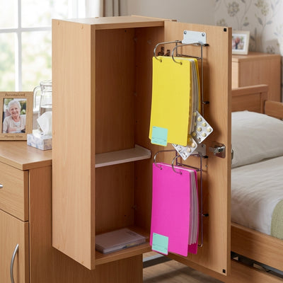 Wooden Bedside Medication Cabinet with 2-Frame Blister Pack Storage