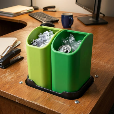 5-litre desktop recycling bin, two-unit set with moulded tray