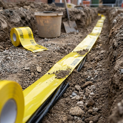 150mm Yellow Underground Cable Warning Tape - 365m