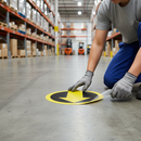 Dark Gray Premium Slip Resistant Floor Sign - Yellow and Black - 430mm Diameter