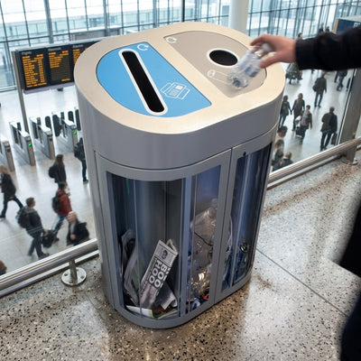 Double-compartment transparent recycling bin, 120 litre capacity