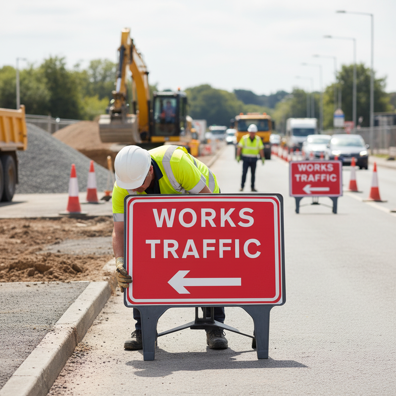Light Gray Heavy Duty Traffic Sign with Robust Design and Stability