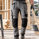 Flexible Work Trousers with Tool Pockets - Grey/Black (view 2)