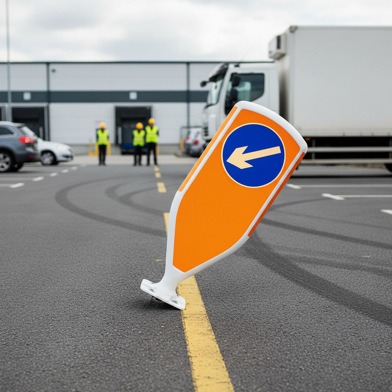 Slate Gray Premium Retroreflective Reboundable Self-Righting Bollard - White