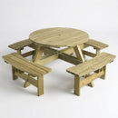 Round 8-Seater Picnic Table, Pressure-Treated Spruce Wood (view 2)