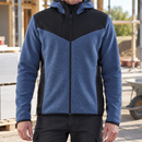 Numb Blue/Dark Navy Hooded Fleece Jacket with Reinforced Softshell