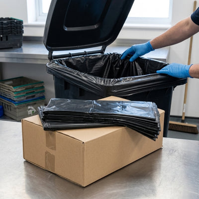 240 Litre Black Wheelie Bin Liners 760 x 1220 x 1370mm 100 Pack