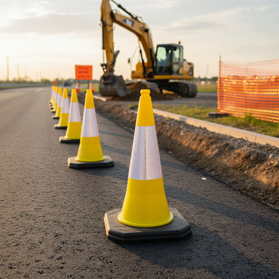 Premium Yellow Traffic Cone - 750mm 2-Piece Design
