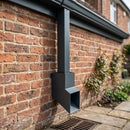 72x72mm Flush Joint Aluminium Downpipe Shoe — RAL 7016 (in use)