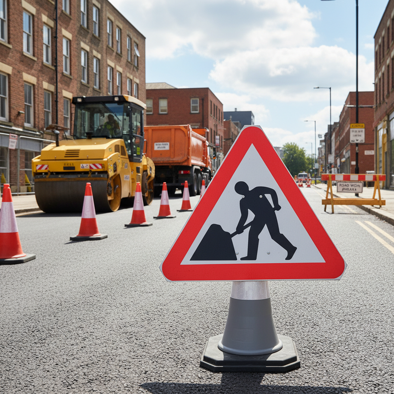 Gray High-Performance 750mm Triangle Cone Sign for Road Safety