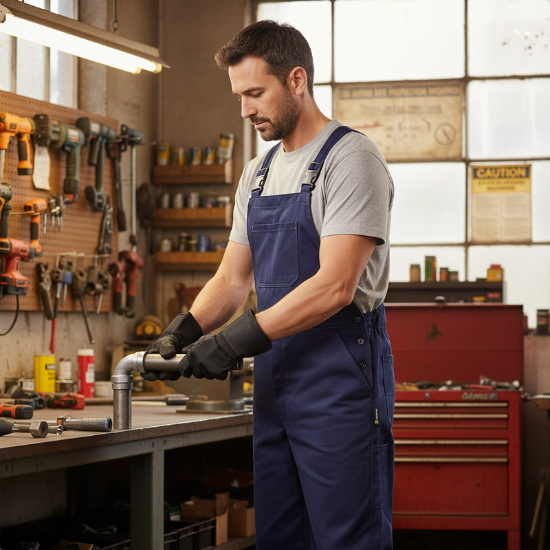 Dark Slate Gray Heavy Duty Cotton Drill Bib and Brace with Multiple Pockets