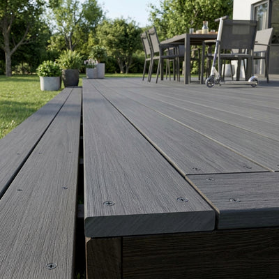 Composite Deck Board 3.6m Light Grey Solid Edge
