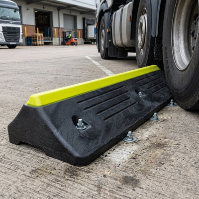 1000 x 300 x 150mm HGV truck wheel stop, recycled PVC