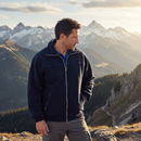 Dark Slate Gray Premium Micro Fleece with Full Zip Front - Navy Blue/Royal Blue