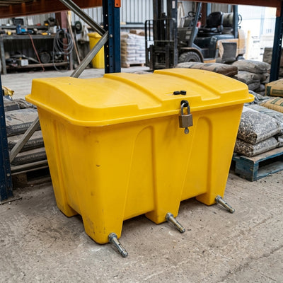 500–1000 litre lockable storage bin, yellow