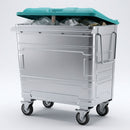 660 litre galvanised steel wheeled waste container EN 840
