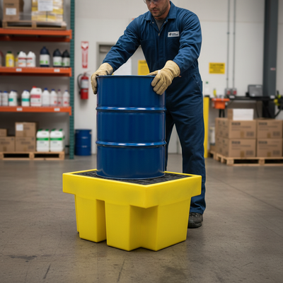 Premium Single Drum Spill Pallet for Safe Chemical Storage