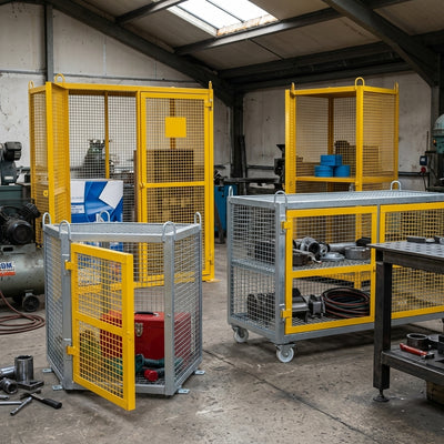 Steel Galvanised Security Cage with Yellow Doors – Gas Cylinder Storage
