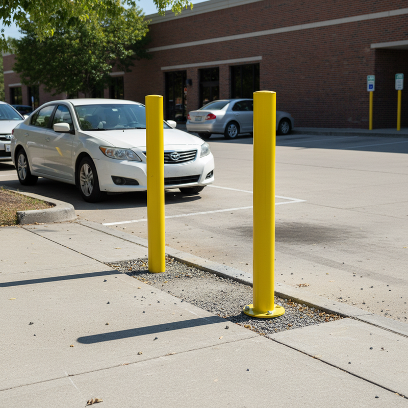 Dark Slate Gray Heavy Duty Yellow Galvanised Fixed Bollard - 60mm-219mm Diameters