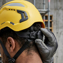 Yellow Vented Work Helmet with Micro Peak and Wheel Adjustment