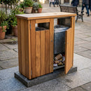 Slimline Double Iroko Hardwood Litter Bin – 120L