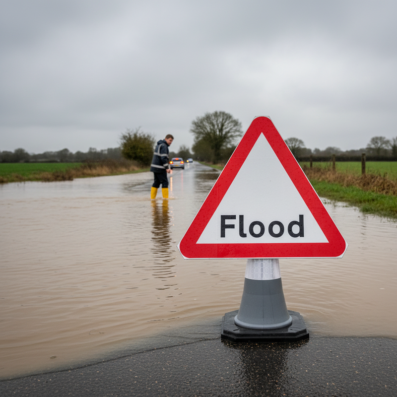 Gray Premium 750mm Triangle Cone Sign - High Visibility Safety Alert