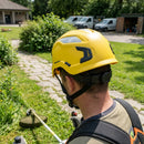 Yellow Non-Vented Work Helmet with Micro Peak and Wheel Adjustment