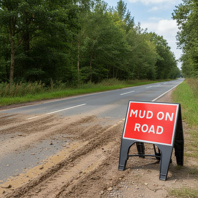 High-Performance Mud On Road Sign - 600 x 450mm
