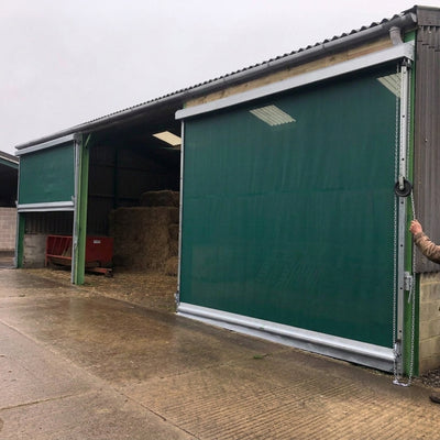 Agricultural Door, Chain Driven, Green Fabric