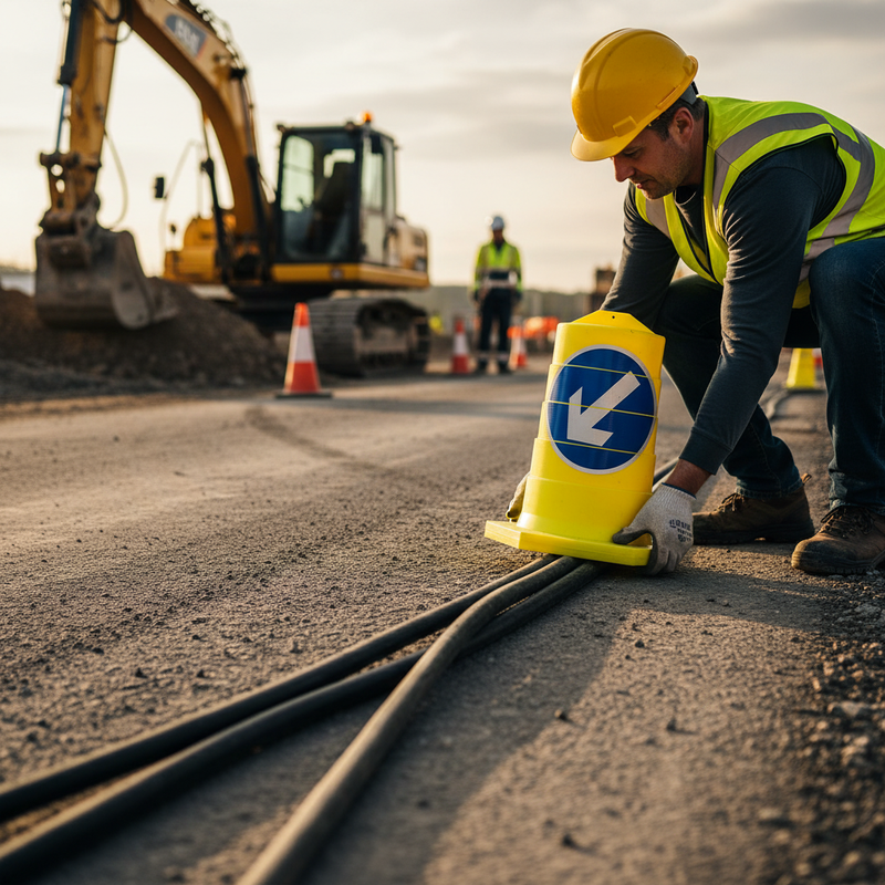 Dim Gray High-Visibility Cable Cover - Keep Left for Safety
