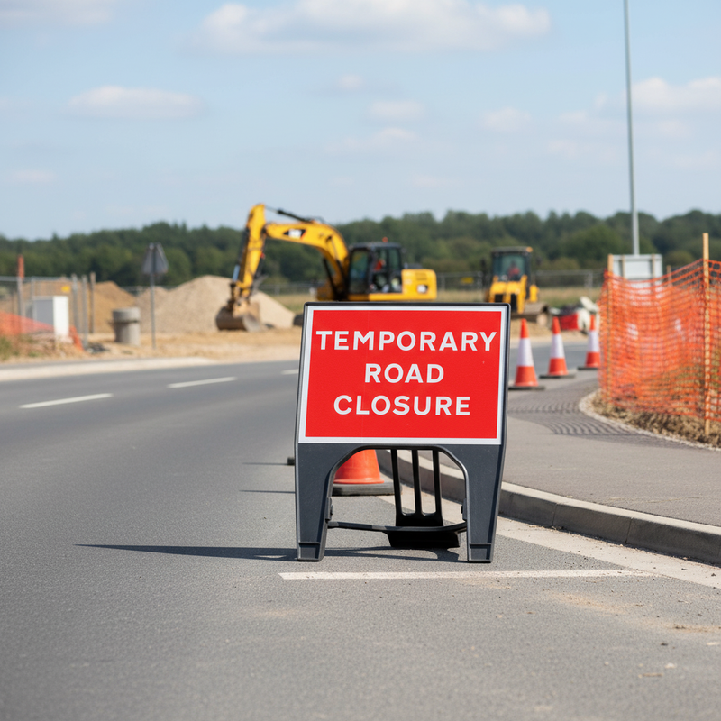 Gray High-Performance Temporary Road Closure Sign 600 x 450mm
