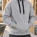 Heavy Duty Pullover Work Hoodie with Reinforced Elbows - Grey (view 2)