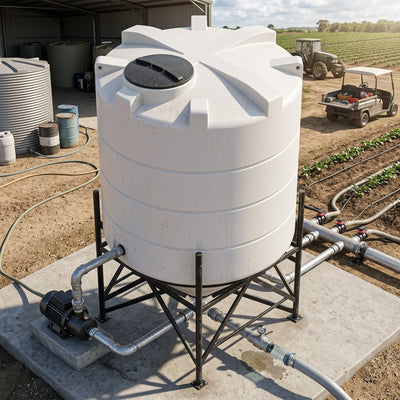 5900L Cone Tank, 45° Angle, UV Polyethylene, 2" Drain