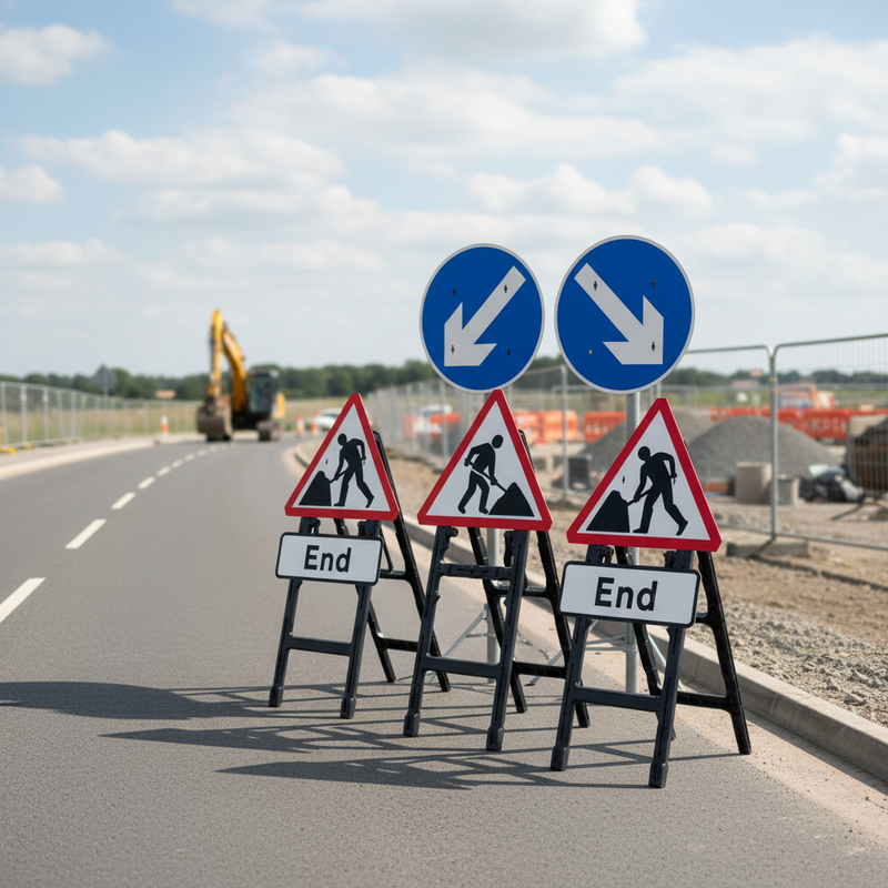 Gray Premium Quick Fit Road Sign Package - Chapter 8 Compliant - 750mm Signs