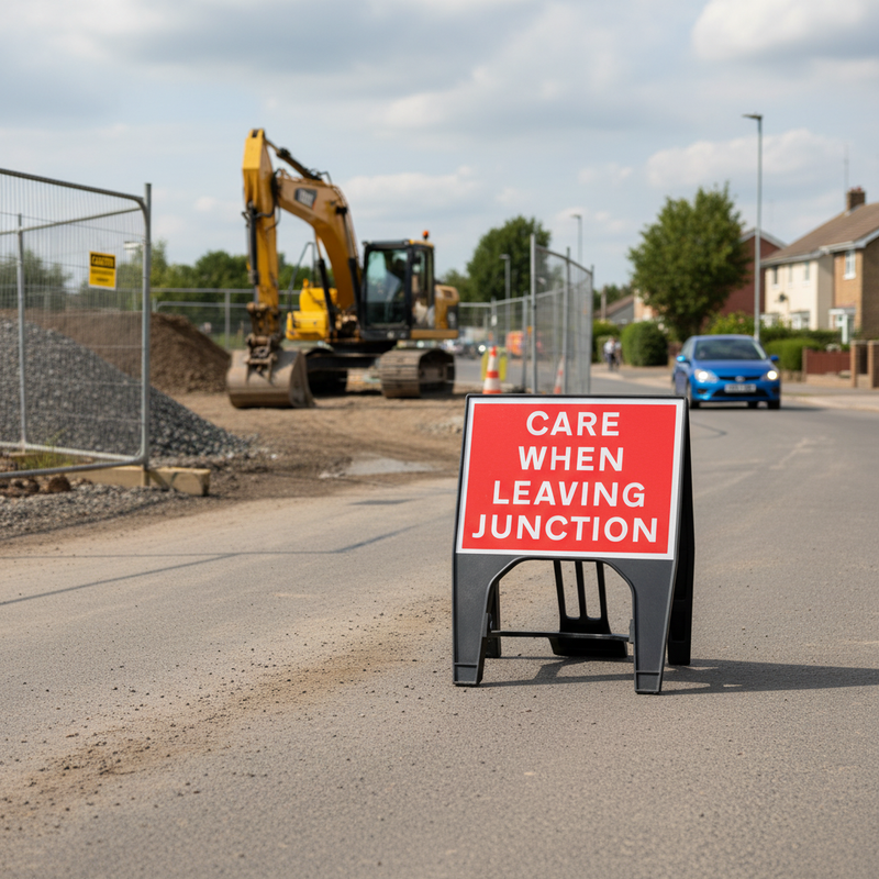 Rosy Brown Professional Care When Leaving Junction Sign 600 x 450mm